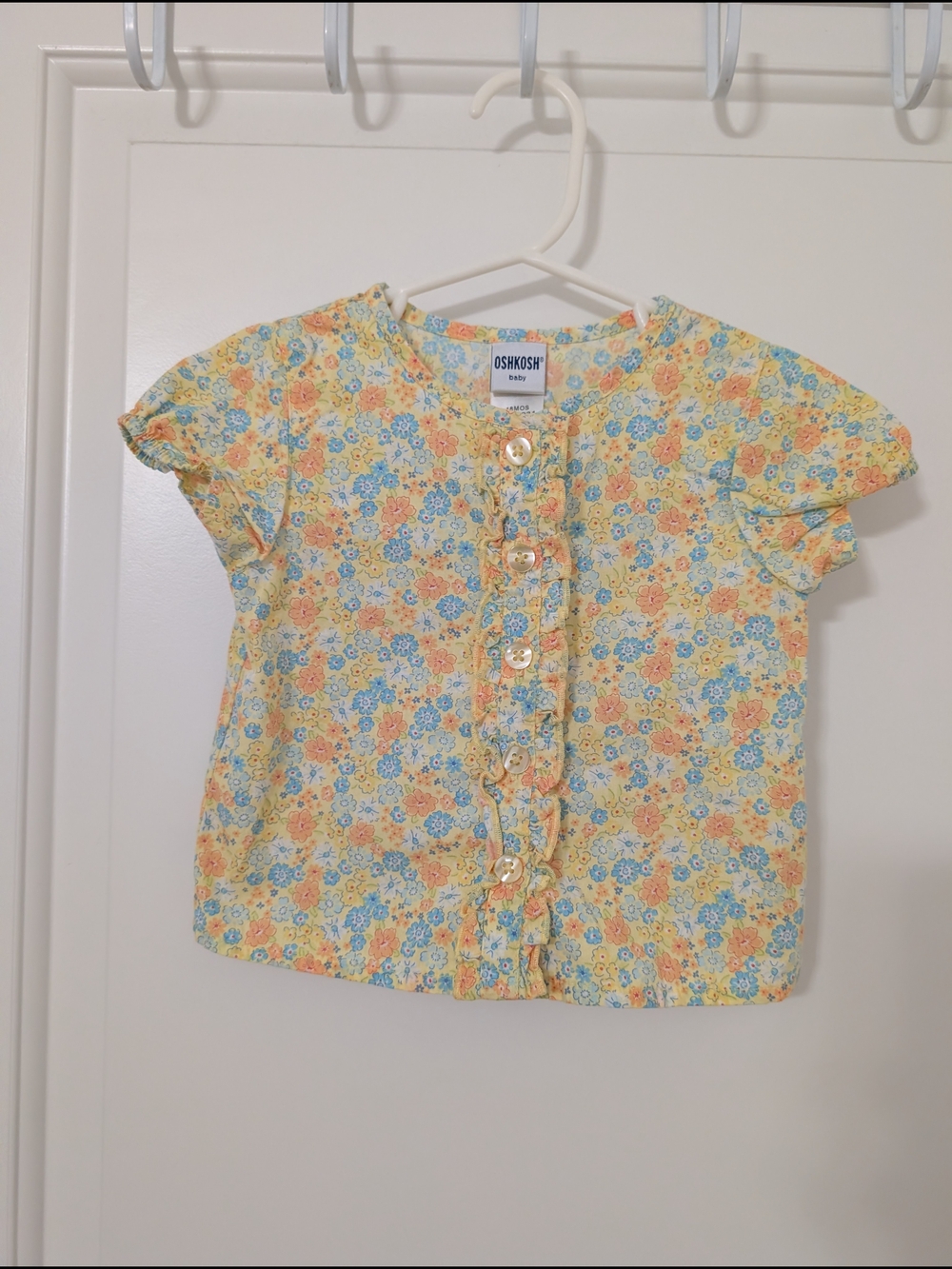 Vintage OshKosh B'gosh Yellow Floral Ruffle-Front Girls' Top